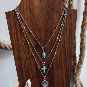 Silver and Turquoise Layered Necklace